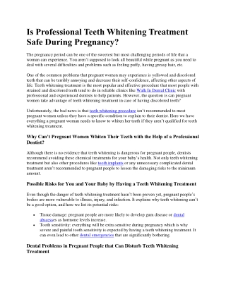 Is Professional Teeth Whitening Treatment Safe During Pregnancy