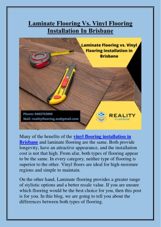 Laminate Flooring Vs. Vinyl Flooring Installation In Brisbane