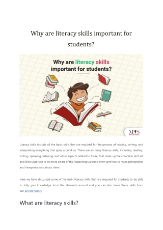 Why are literacy skills important for students