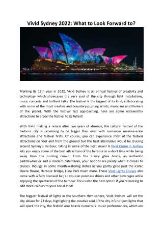 Vivid Sydney 2022 - What to Look Forward to