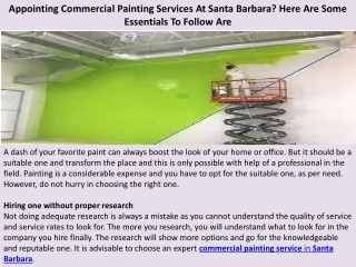 Appointing Commercial Painting Services At Santa Barbara? Here Are Some Essentia