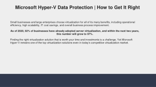Microsoft Hyper-V Data Protection