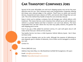 Car Transport Companies Jobs