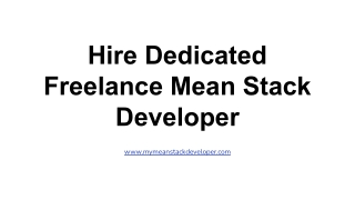Dedicated Freelance Mean Stack Developer