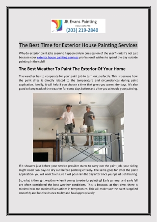The Best Time for Exterior House Painting Services