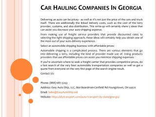 Car Hauling Companies In Georgia