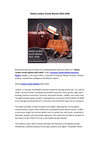 Global Leather Goods Market 2022-2028