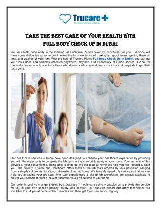 Full Body Check Up Dubai