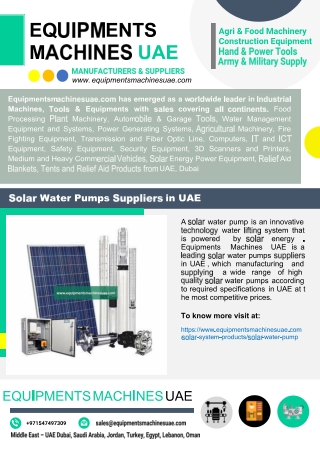 Solar Water Pumps Suppliers in UAE