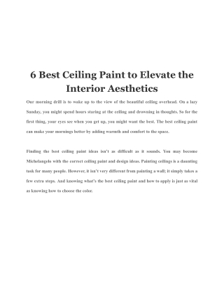 6 Best Ceiling Paint to Elevate the Interior Aesthetics