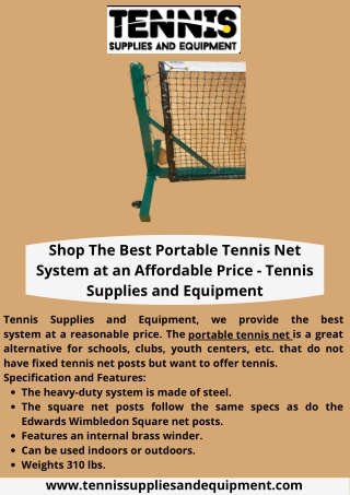 Shop The Best Portable Tennis Net System at an Affordable Price - Tennis Supplies and Equipment