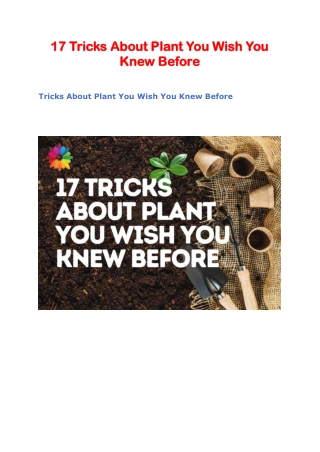 17 Tricks About Plant You Wish You Knew Before