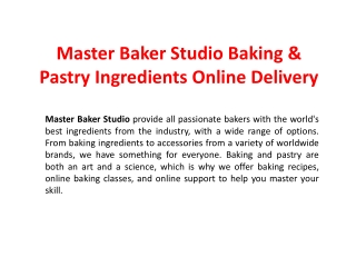 Master Baker Studio Baking & Pastry Ingredients Online