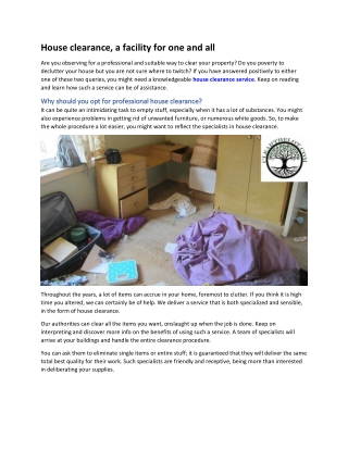 House clearance, a facility for one and all