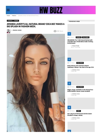 AMANDA LAVERY’S ALL NATURAL BRAND ‘COCA BEE’ MAKES A BIG SPLASH IN FASHION WEEK.