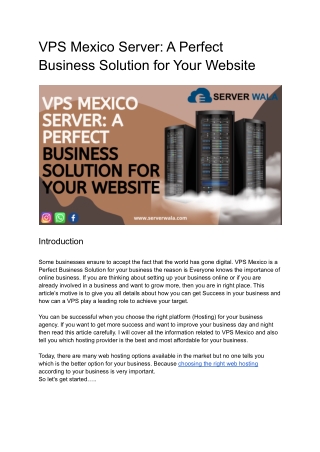 VPS Mexico Server_ A Perfect Business Solution for Your WebSite