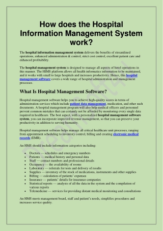 How does the Hospital Information Management System work..