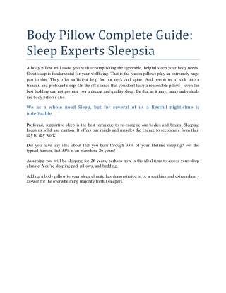 Body Pillow Complete Guide Sleep Experts Sleepsia