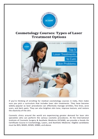 Cosmetology Courses: Types of Laser Treatment Options