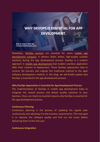 Why Devops is Essential for App Development.