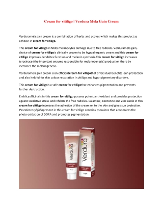 Cream for vitiligo | Verdura Mela Gain Cream