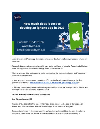 How much does it cost to develop an iphone app in 2022?