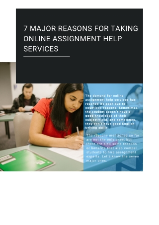 7 Major Reasons for Taking Online Assignment Help Services