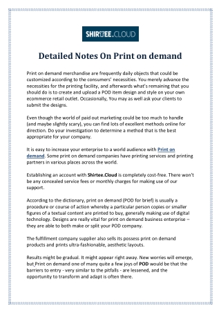 Detailed Notes On Print on demand