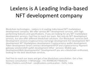 Lexlens is A Leading India-based NFT development company