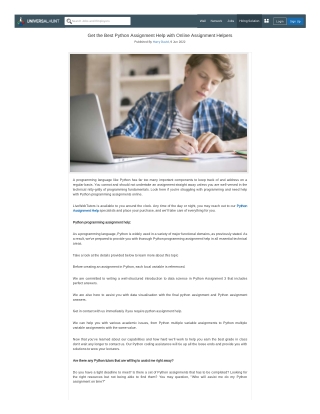 Get the Best Python Assignment Help with Online Assignment Helpers