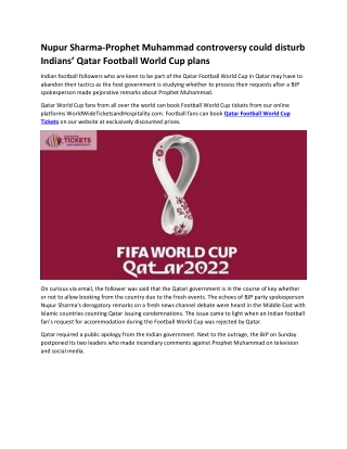 Nupur Sharma-Prophet Muhammad controversy could disturb Indians’ Qatar Football World Cup plans