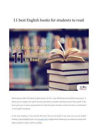 11 best English books for students to read