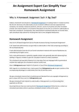 An Assignment Expert Can Simplify Your Homework Assignment