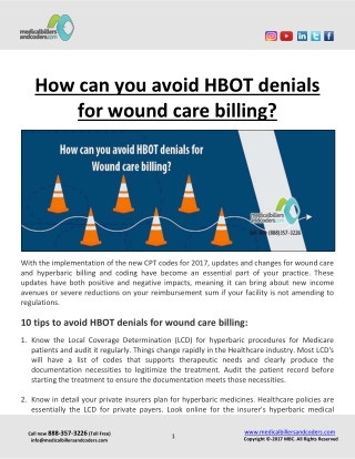 How can you avoid HBOT denials for Wound care billing?