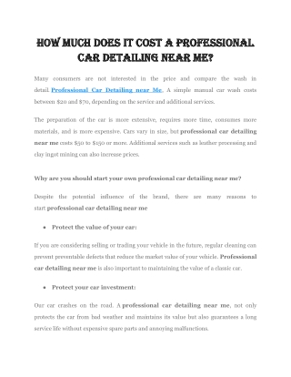 How Much Does It Cost A Professional Car Detailing Near Me