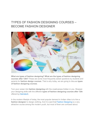 Different Types Of Fashion Designing Courses - By Hamstech