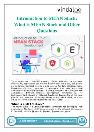 Introduction to MEAN Stack What is MEAN Stack and Other Questions