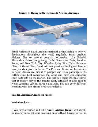 Guide to flying with the Saudi Arabia Airlines