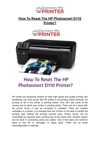 How To Reset The HP Photosmart D110 Printer