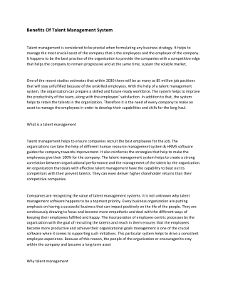 Benefits Of Talent Management System
