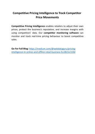 Competitive Pricing Intelligence to Track Competitor Price Movements