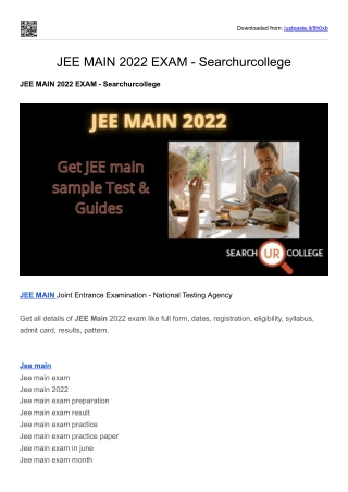 JEE MAIN 2022 EXAM - Searchurcollege