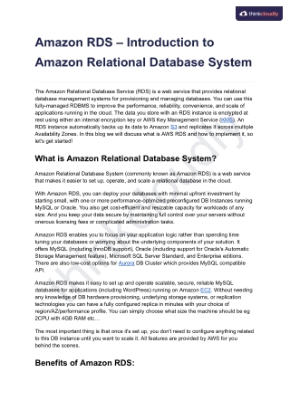 Introduction to Amazon RDS