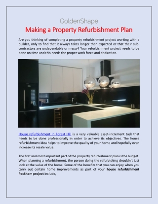 Making a Property Refurbishment Plan