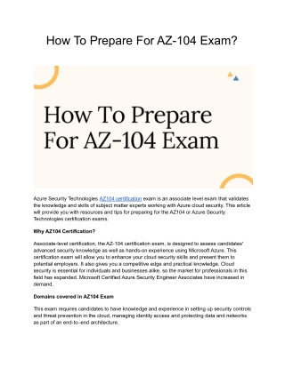 How To Prepare For AZ-104 Exam