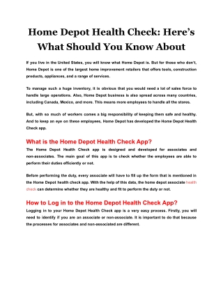 Home Depot Health Check: Here’s What Should You Know About