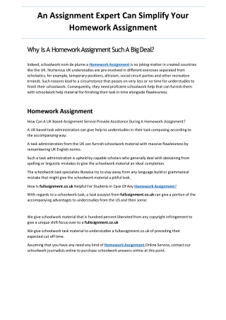 An Assignment Expert Can Simplify Your Homework Assignment