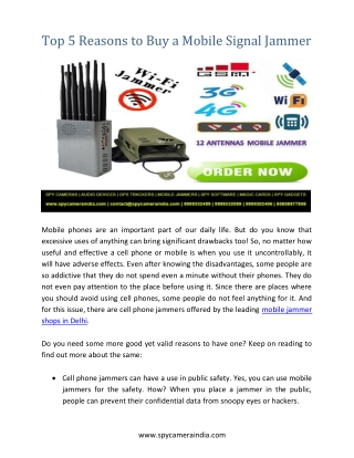 Top 5 Reasons to Buy a Mobile Signal Jammer