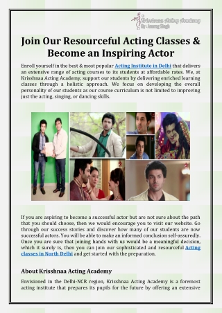 Acting Institute in Delhi