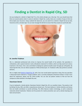 Finding a Dentist in Rapid City, SD